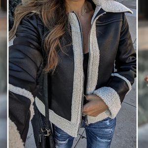 Leather jacket with Sherpa